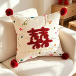 Accent Cushion Hand-Tufted Chenille Pom-Pom Corners