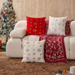 Accent Pillow Cover Faux-Fur Embroidered Sequin Snowflakes