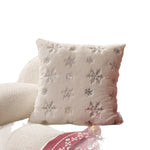 Accent Pillow Cover Faux-Fur Embroidered Sequin Snowflakes
