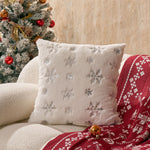 Accent Pillow Cover Faux-Fur Embroidered Sequin Snowflakes
