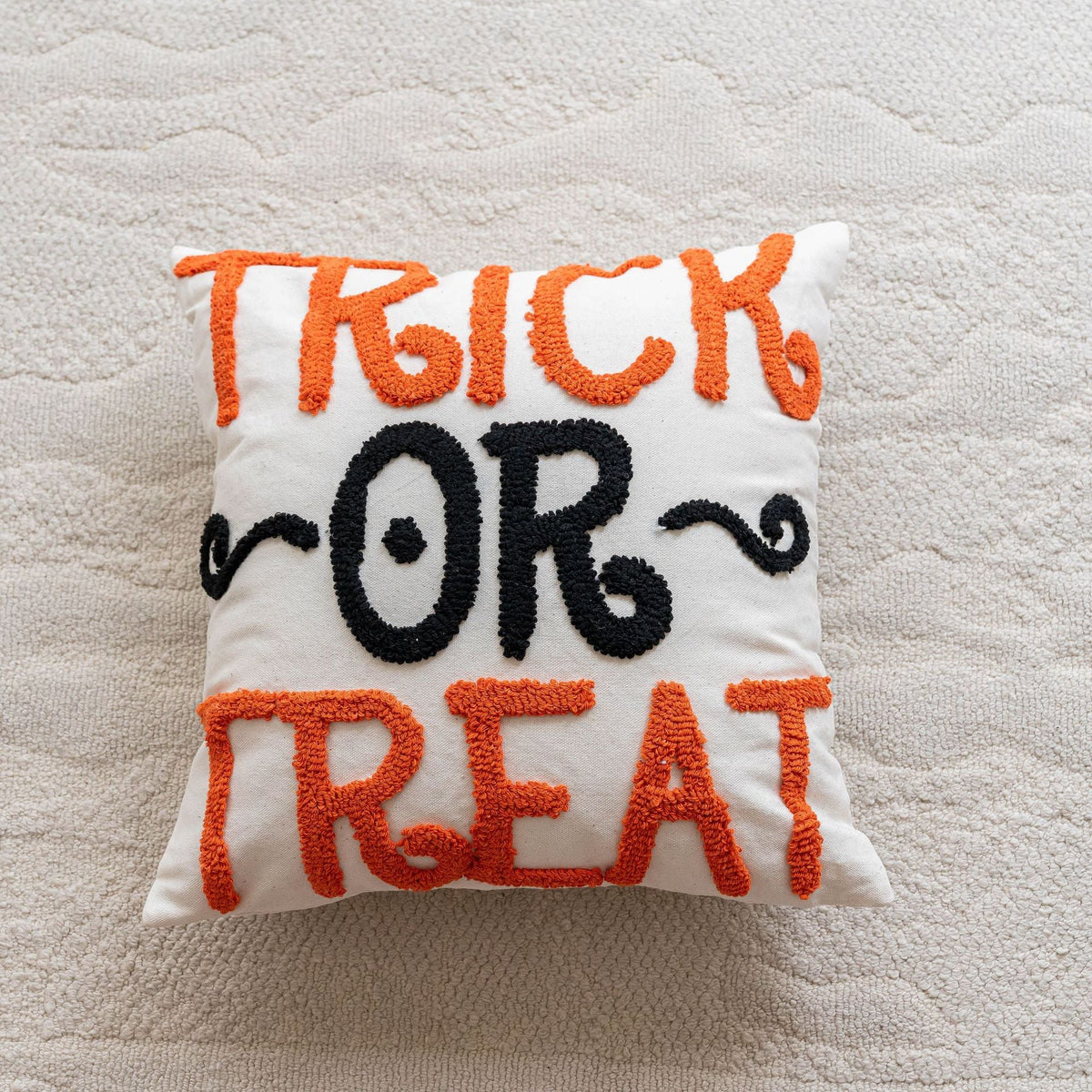 Accent Pillow Cover Handcrafted Hooked Chenille Cotton-Blend Hidden Zipper