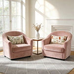 Accent Pillow Cover Set Hand-Embroidered Floral Chenille Linen-Blend
