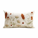 Accent Pillow Cover Set Hand-Embroidered Floral Chenille Linen-Blend