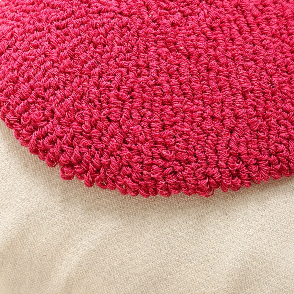 Accent Pillow Cover Tufted Hooked Texture & Tassel Corners