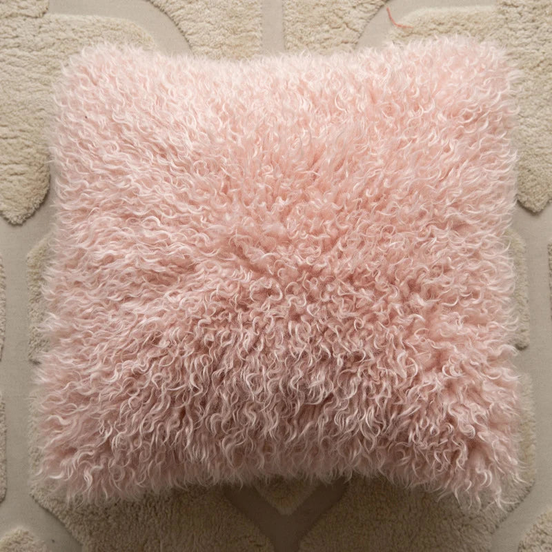 Accent Pillow Curly Faux Sheepskin 18 Inch Square