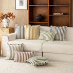 Accent Pillow Handwoven Cotton Fringed Stripe Removable Cover
