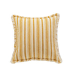 Accent Pillow Handwoven Cotton Fringed Stripe Removable Cover
