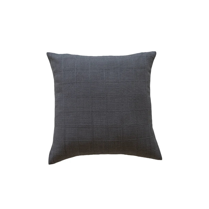 Accent Pillow Polyester-Cotton Grid Texture Removable Cover