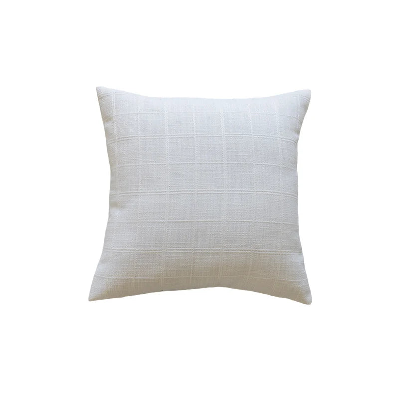 Accent Pillow Polyester-Cotton Grid Texture Removable Cover