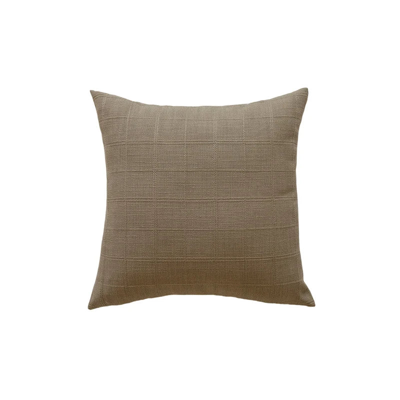 Accent Pillow Polyester-Cotton Grid Texture Removable Cover