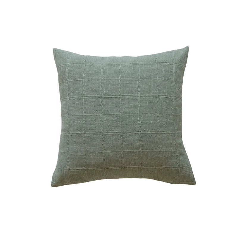 Accent Pillow Polyester-Cotton Grid Texture Removable Cover