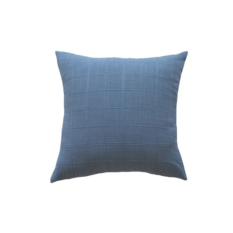 Accent Pillow Polyester-Cotton Grid Texture Removable Cover