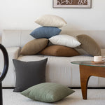 Accent Pillow Polyester-Cotton Grid Texture Removable Cover