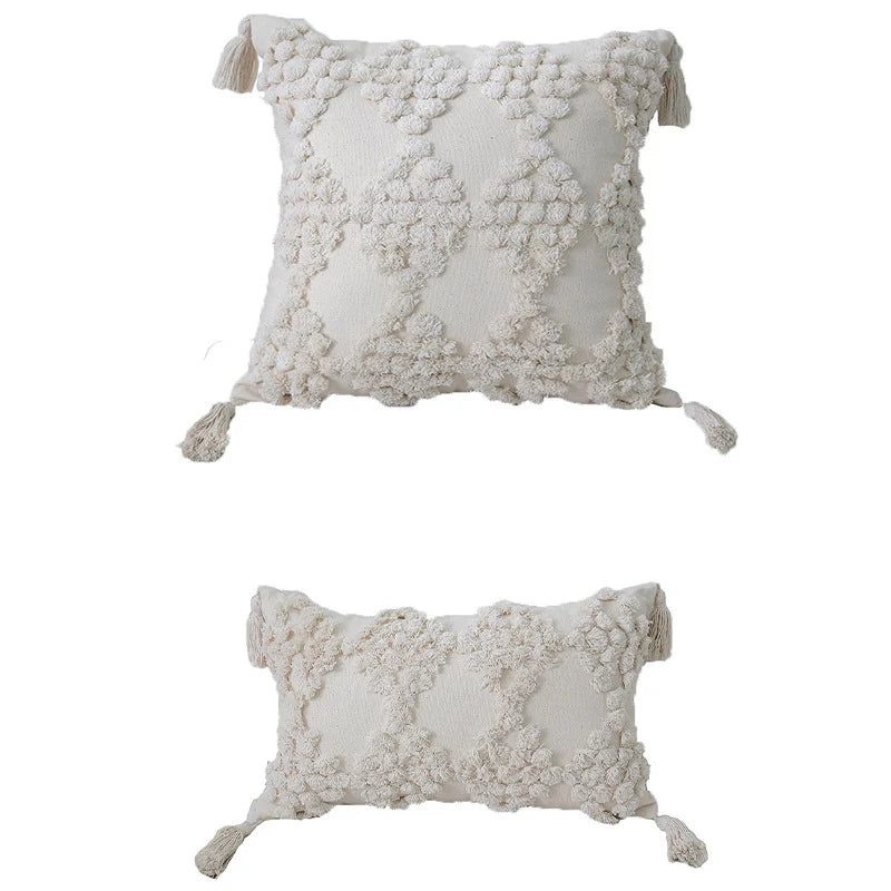Accent Pillow Set Pom-Pom Tufted Hand-Knotted Tassels