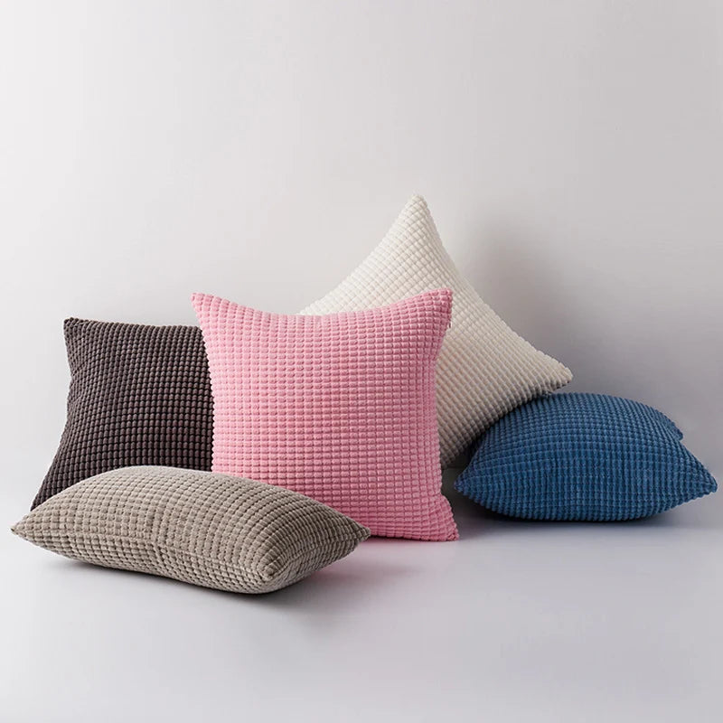 Accent Pillow Set Waffle-Grid Chenille Removable Zip Covers