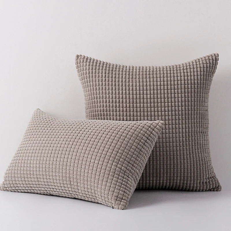 Accent Pillow Set Waffle-Grid Chenille Removable Zip Covers