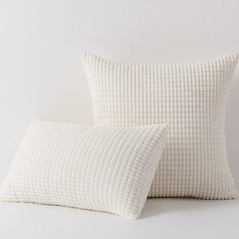 Accent Pillow Set Waffle-Grid Chenille Removable Zip Covers