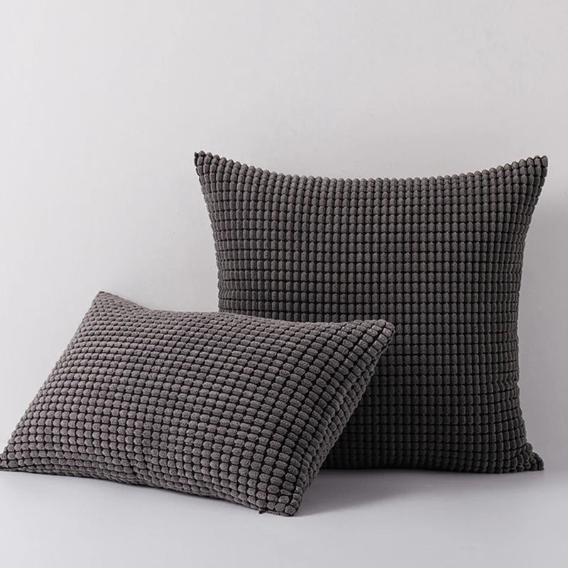 Accent Pillow Set Waffle-Grid Chenille Removable Zip Covers