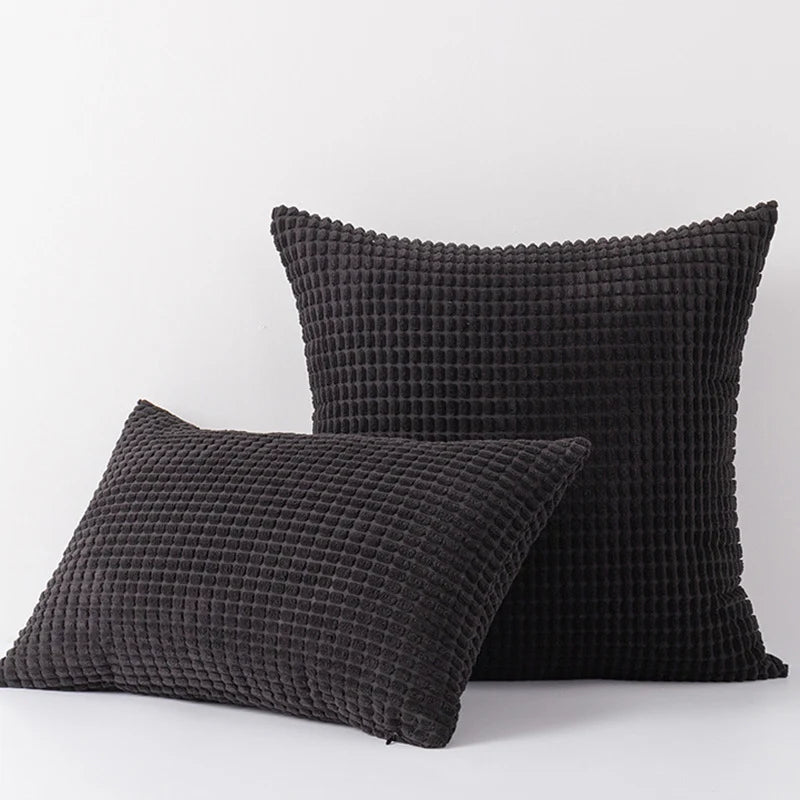Accent Pillow Set Waffle-Grid Chenille Removable Zip Covers