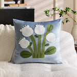 Accent Pillow Velvet Cover Hand-Appliquéd Tufted Floral