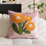 Accent Pillow Velvet Cover Hand-Appliquéd Tufted Floral