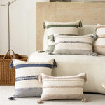 Accent Pillow Woven Cotton Braided Rope & Knotted Tassels