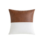 Accent Throw Pillow Cover Leather-Look & Canvas Hidden Zipper