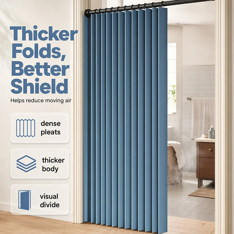 Accordion Door Curtain Magnetic Closure No-Drill Installation