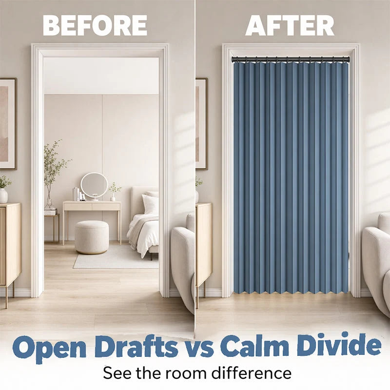 Accordion Door Curtain Magnetic Closure No-Drill Installation