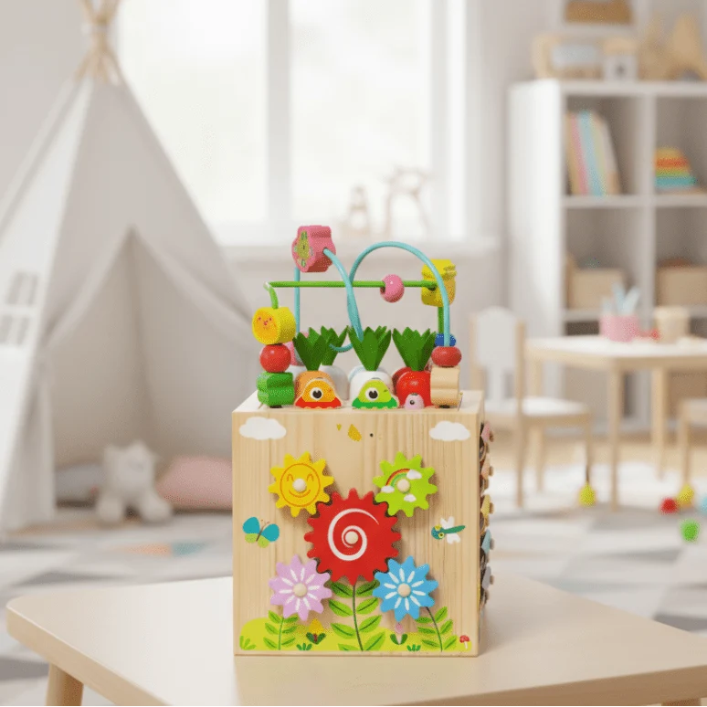 Activity Cube Eight Activities Musical Learning & Natural Rubber
