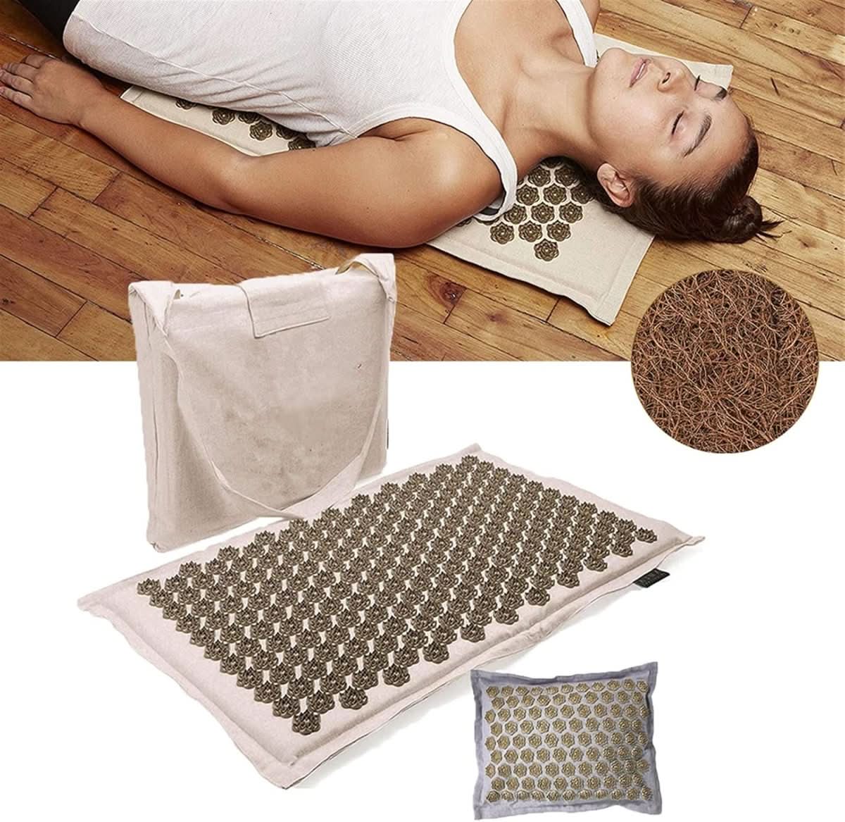 Acupressure Mat Set Cotton Pillow & Carry Bag