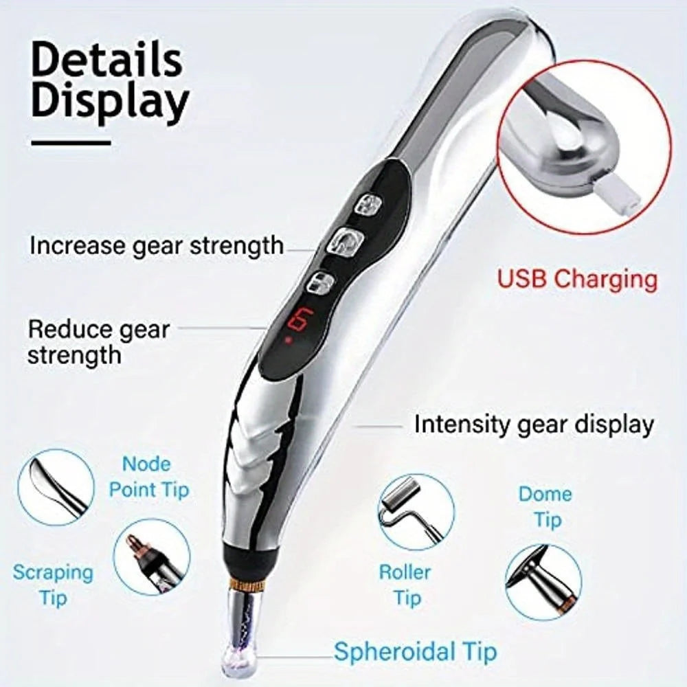 Acupuncture Pen Needle-Free Cordless & Rechargeable 5 Swappable Heads