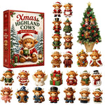 Advent Calendar 24 Cow Ornaments Freestanding or Wall-Mounted
