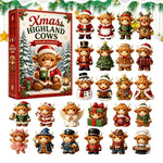 Advent Calendar 24 Cow Ornaments Freestanding or Wall-Mounted