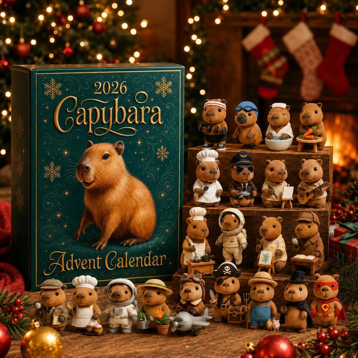 Advent Calendar 24-Day Capybara Countdown Festive Designs