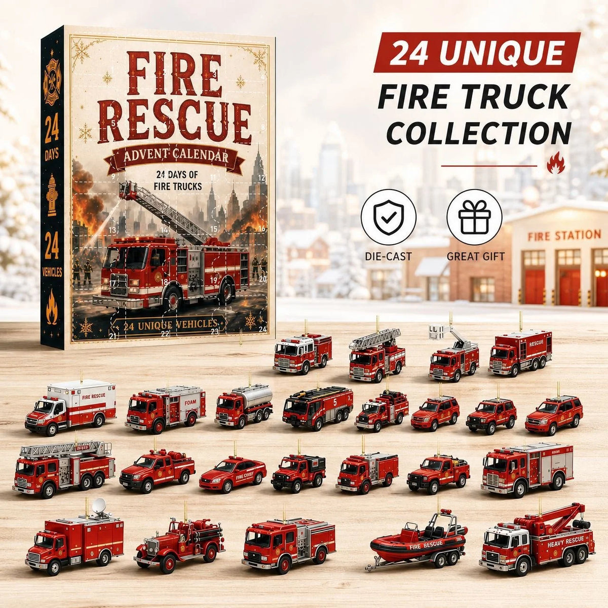 Advent Calendar 24-Day Vehicle Charm Countdown