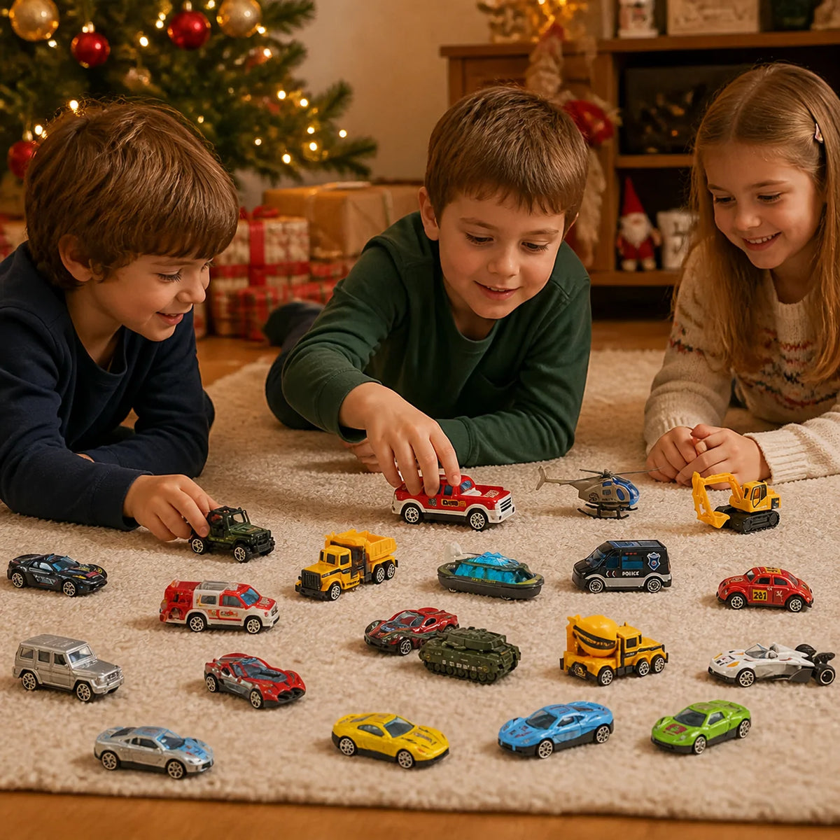 Advent Calendar 24 Die-Cast Toy Cars for Christmas Countdown