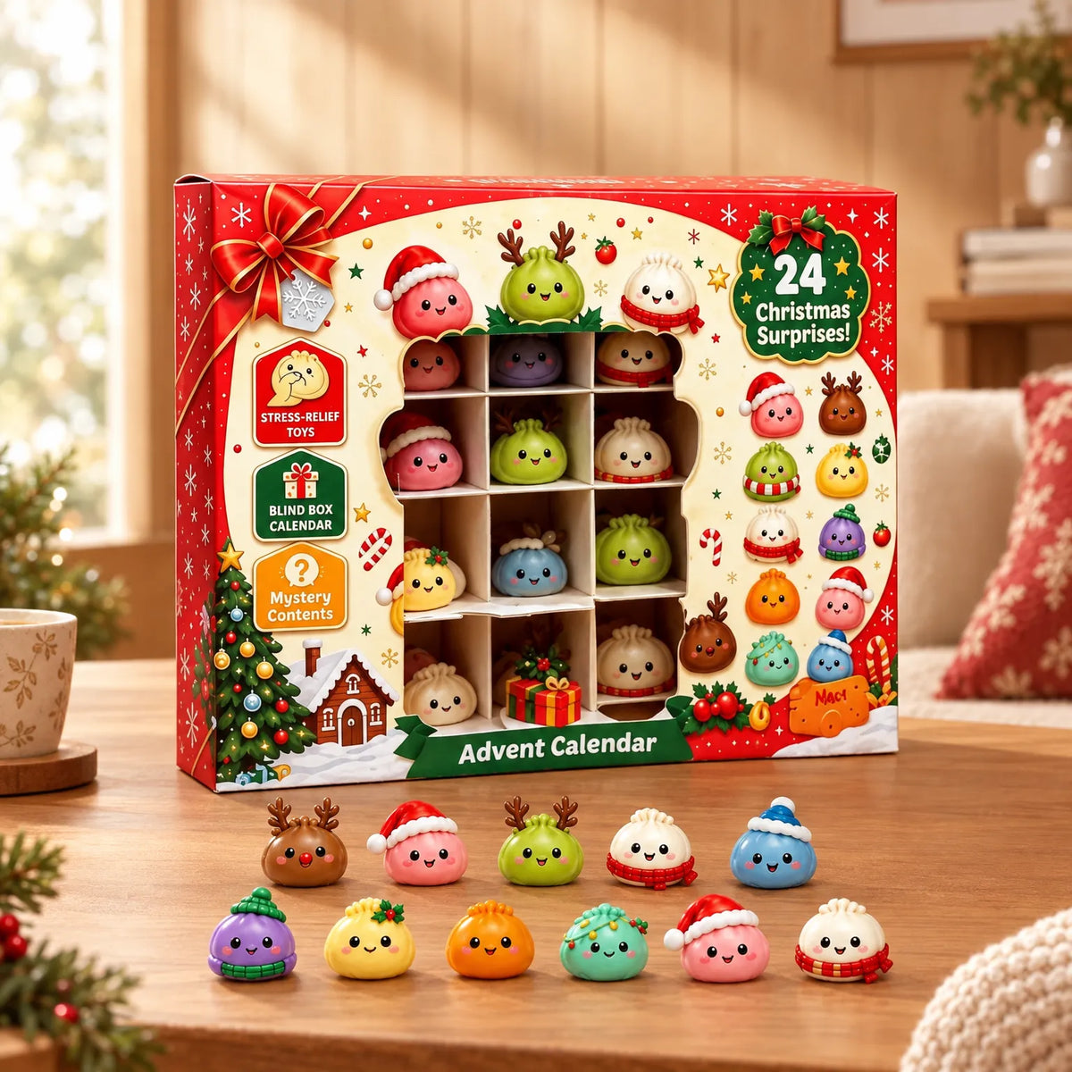 Advent Calendar 24-Door Dumpling Figurines Christmas Countdown