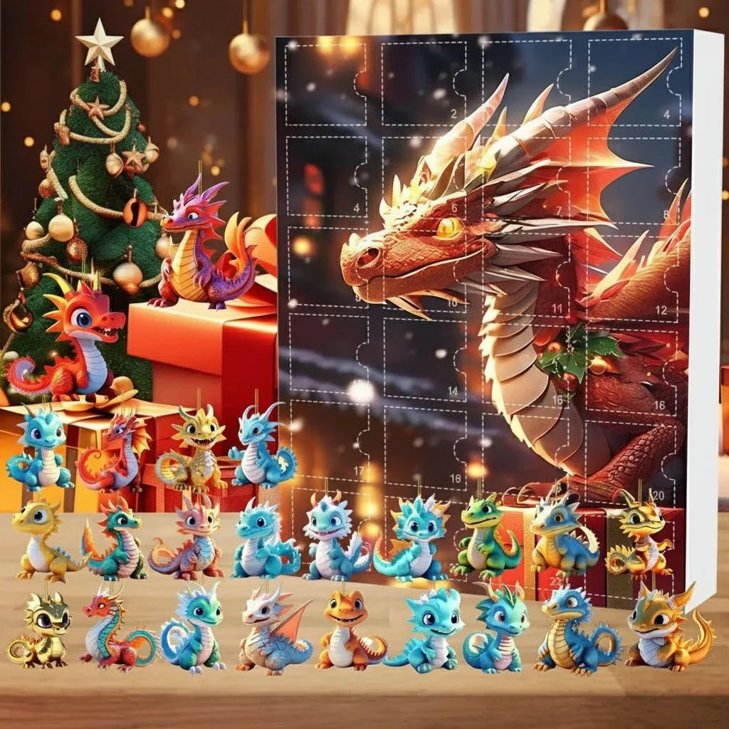 Advent Calendar 24 Dragon Pendants Numbered Compartments