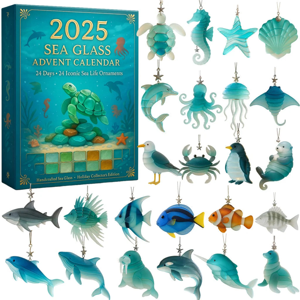 Advent Calendar 24 Frosted Glass Sea Creature Ornaments