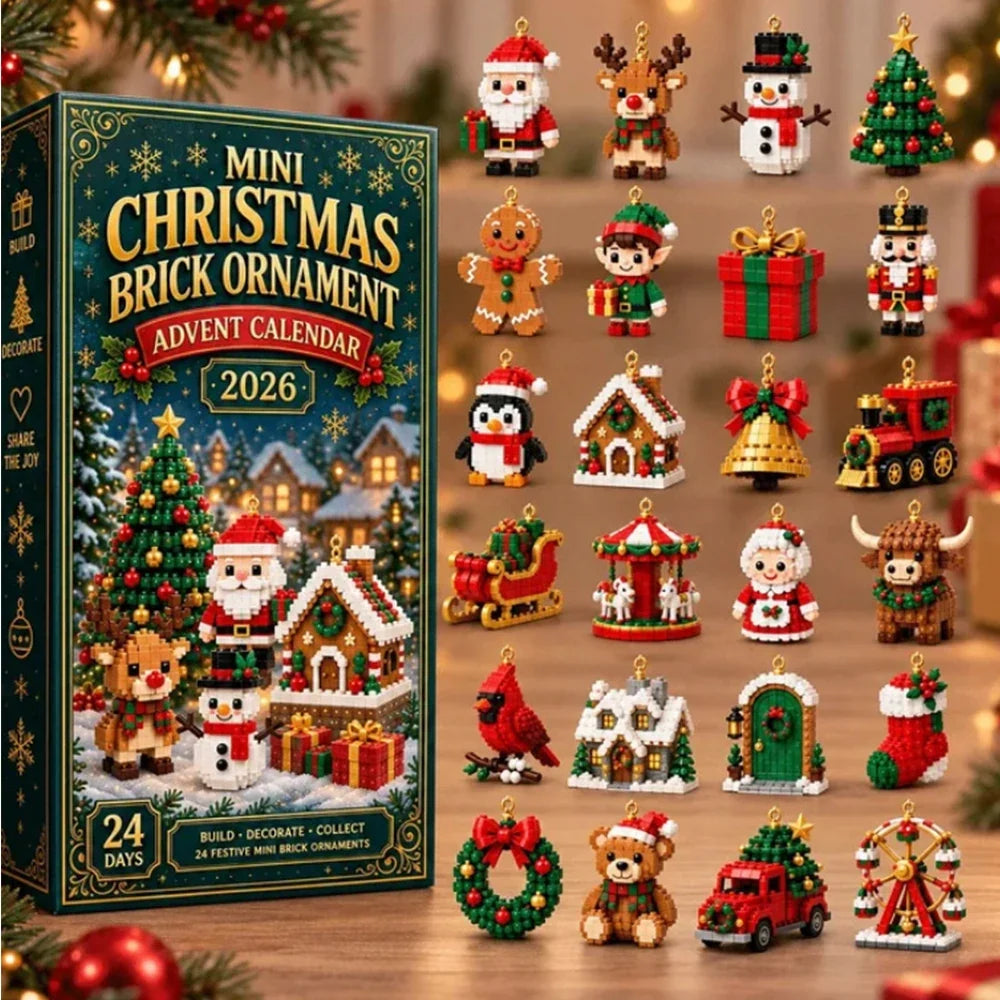 Advent Calendar 24 Mini Building Block Ornaments Reusable