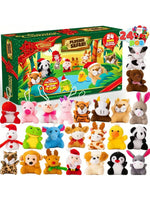 Advent Calendar 24 Mini Plush Animals Reusable Christmas Countdown