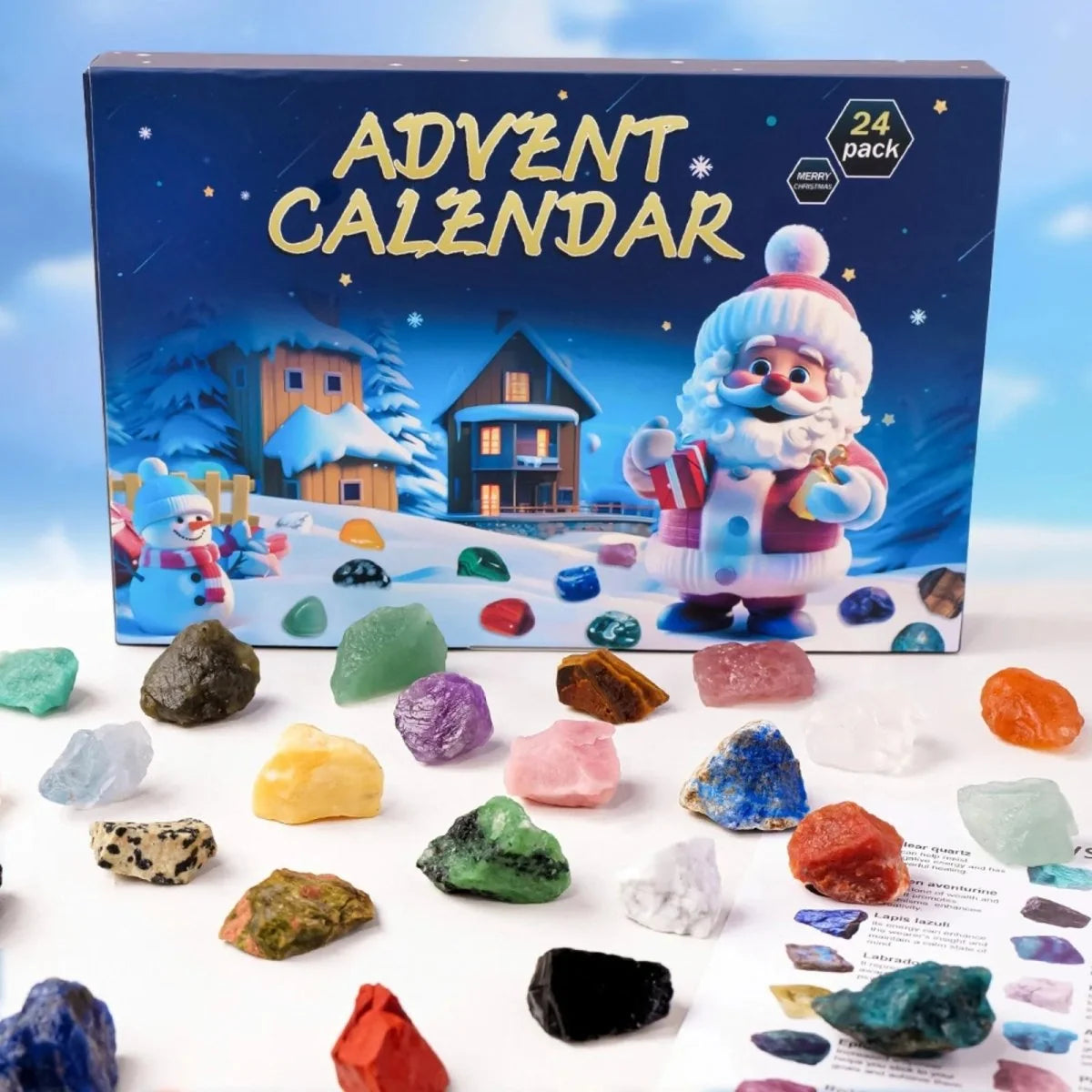 Advent Calendar 24 Natural Gemstones Information Booklet