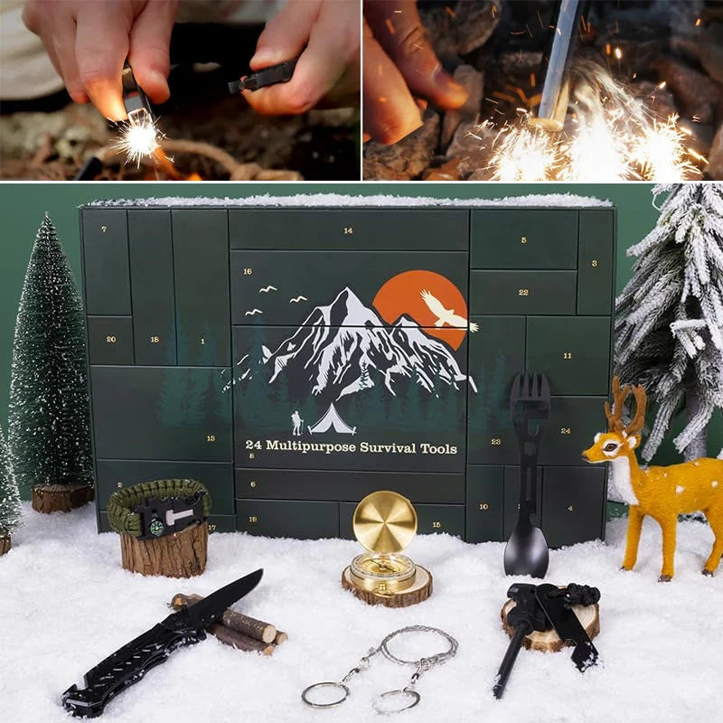 Advent Calendar 24-Piece Outdoor Survival Gear Set