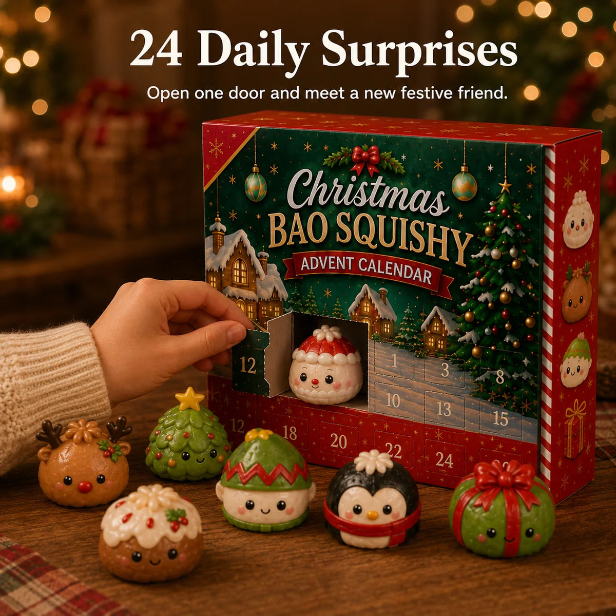 Advent Calendar 24 Soft Squeezable Festive Figures