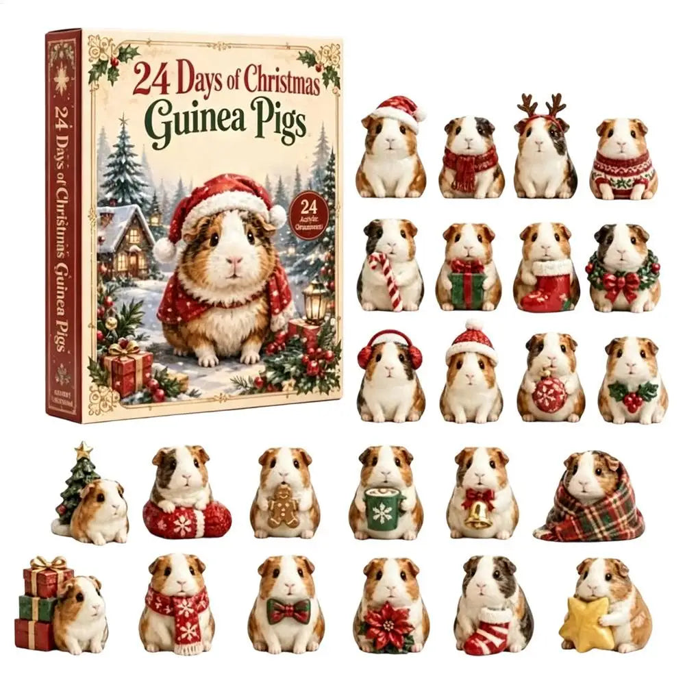 Advent Calendar Acrylic 24 Guinea Pig Ornaments Hangable Display