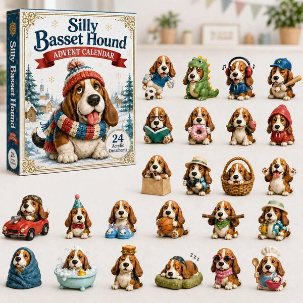 Advent Calendar Basset Hound Acrylic Ornaments Set of 24