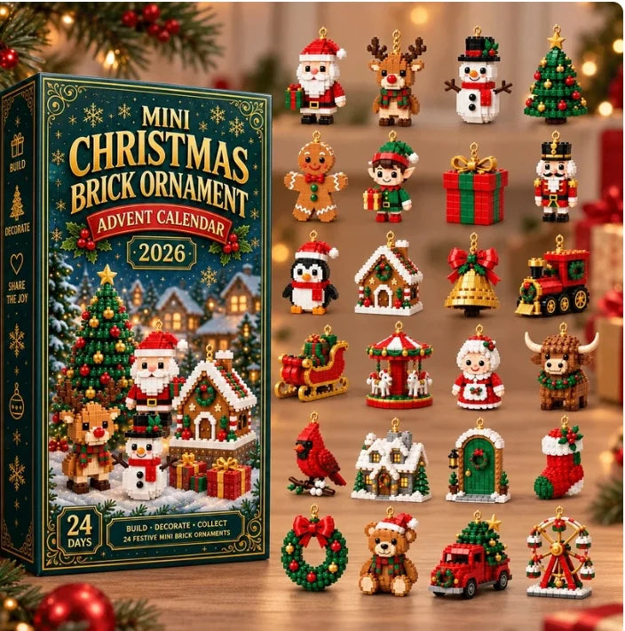 Advent Calendar Buildable Brick Ornaments 24-Day Countdown