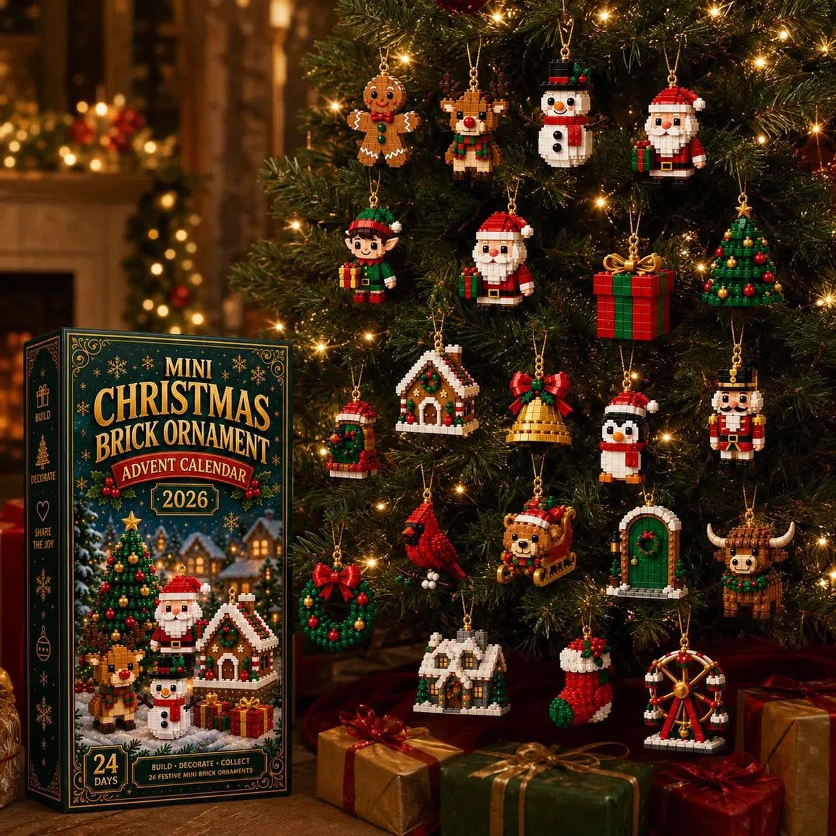 Advent Calendar Buildable Christmas Ornaments Set of 24
