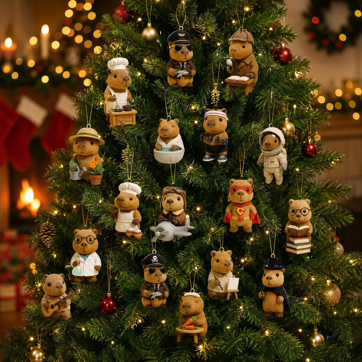 Advent Calendar Capybara Design 24-Day Countdown with Flat Ornaments